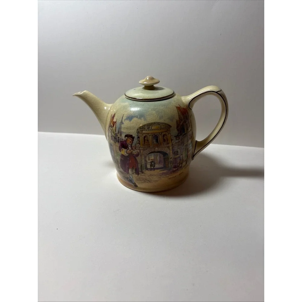 Vintage Temple Bar Historic England Teapot w Crackle Glaze Royal Doulton D5940